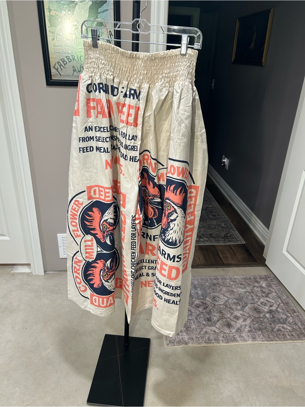 Feed Sack Rooster Wide Leg Pant